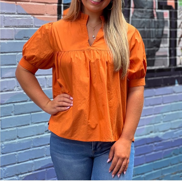 THML Tops - THML Tangerine Peplum Blouse